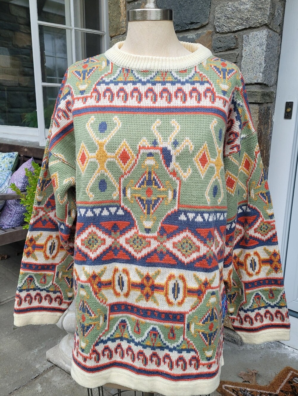 Vtg La Mode Des Montaqnes Albertville Aztec Ski Sweater